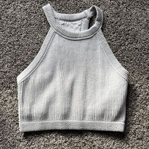Aerie Light Gray Ribbed Crop Top